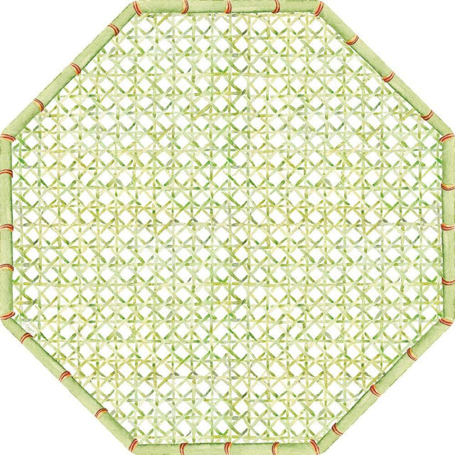 Caspari Trellis Die-Cut Placemats – Set of 2 Octagon-Shaped Decorative Paper Placemats, 13.75” – Vinyl-Coated, Reusable & Wipe-Clean – Handcrafted Table Mats for Dining & Entertaining