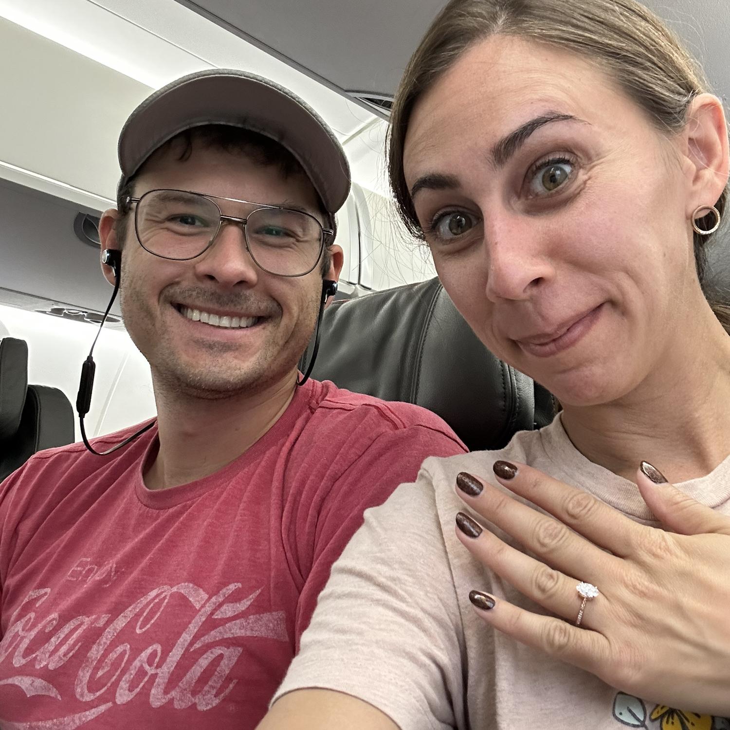 So excited to be engaged on the flight home from Maine!!