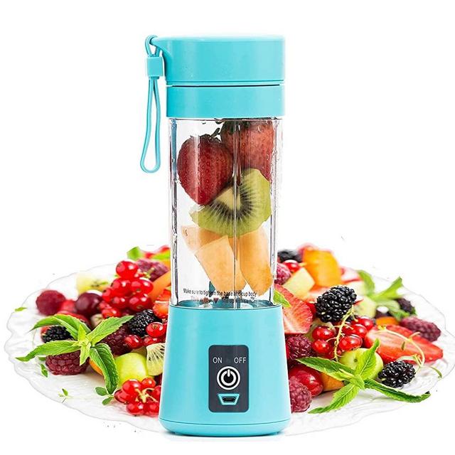 Y T, Portable Blender, 380 ML Six Blades Personal Blender, Smoothies and Shakes Blender, USB Rechargeable Blender for Home, Kitchen, Office, Travel, Gym, Picnic (BLUE)