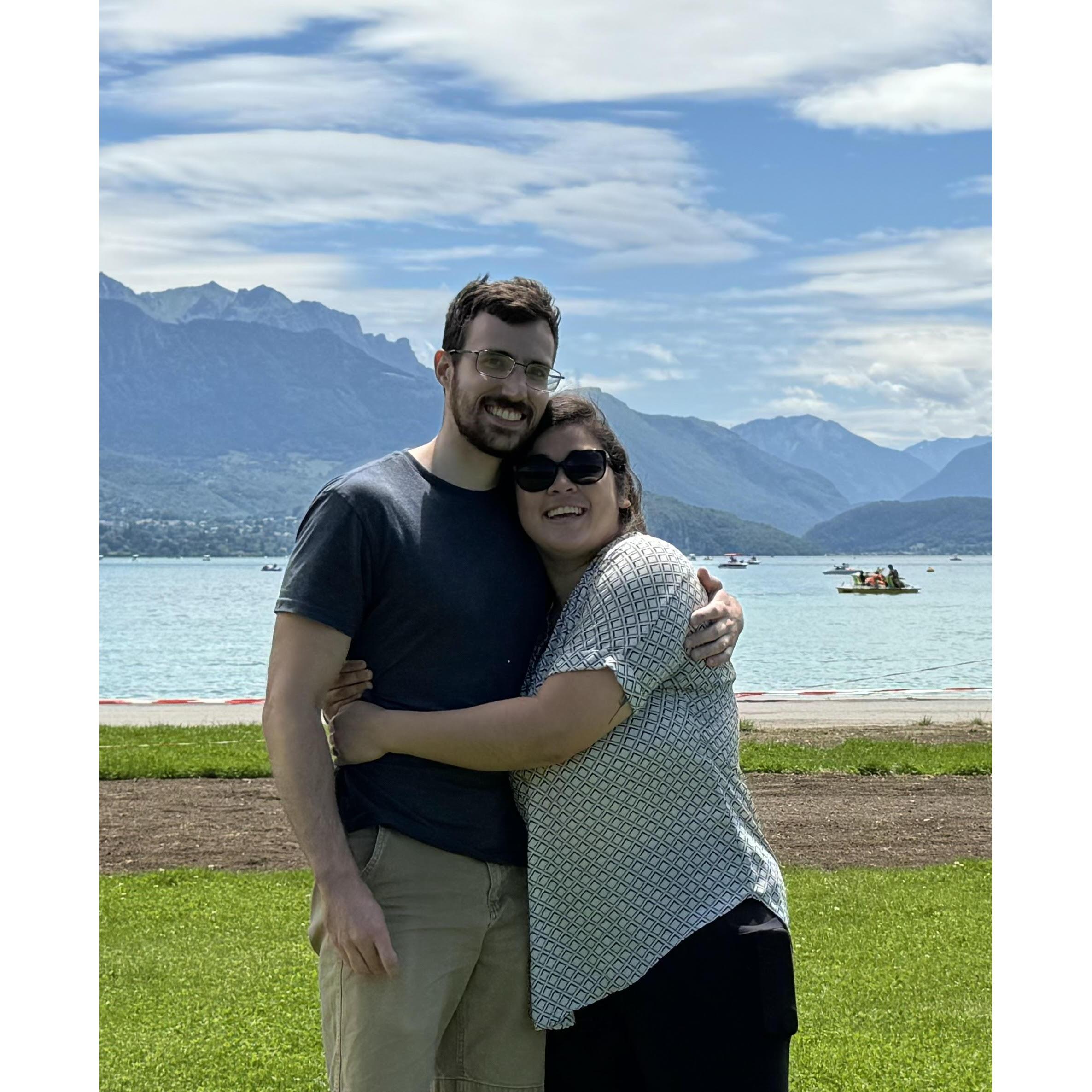 She said "Yes!" at Lake Annecy, France.
