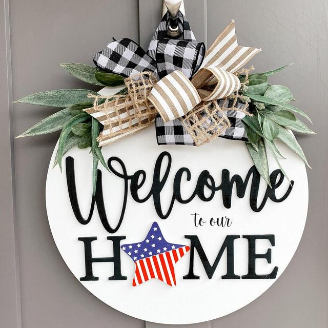 Front Door Decor | Front Door Wreath | Welcome To Our Home | Interchangeable Sign | Front Door Sign | Door Hanger | Housewarming Gift