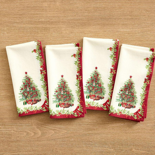 Nostalgic Christmas Icon Embroidered Napkins, Set of 4 - Multi