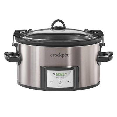 Crock Pot 7qt Cook & Carry Programmable Easy-Clean Slow Cooker - Premium Black Stainless Steel