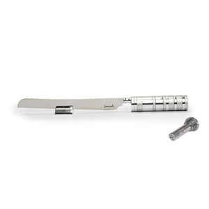 Silver Rings Challah Knife & Salt Shaker