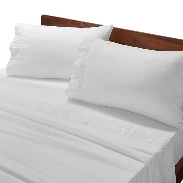 Bedsure White Sheets Full Size - Soft 1800 Bedding Microfiber Sheets Full Size Bed, 4 Pieces Full Bed Sheets