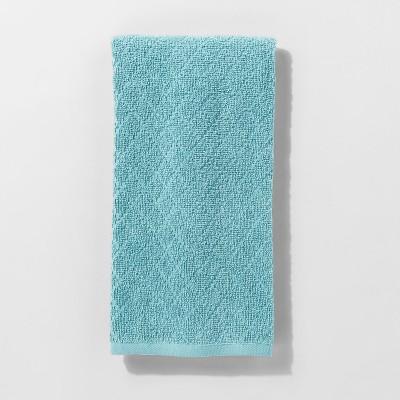 Solid Diamond Weave Kitchen Towel Aqua - Made By Design™