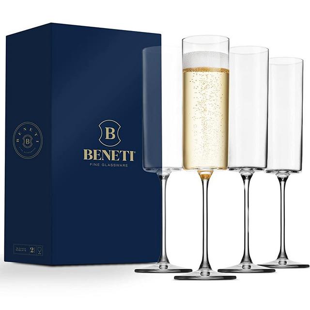 BENETI Large Square Wine Glass Set of 4-11 Oz