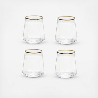 Bubbly Bar Geometric Glass, Set of 4