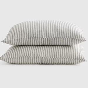 European Linen Stripe Sham Set in Grey/White Stripe