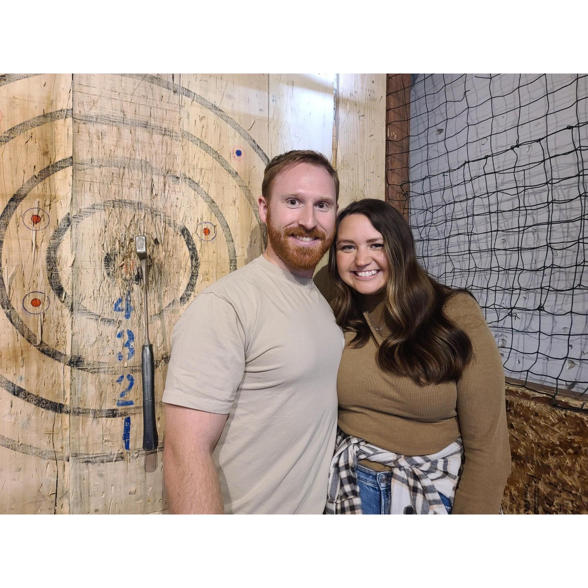 Axe throwing in VA with Ryan's family