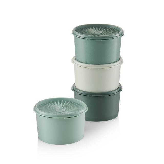 Tupperware Heritage 4pk Plastic Mini Canister Set Green