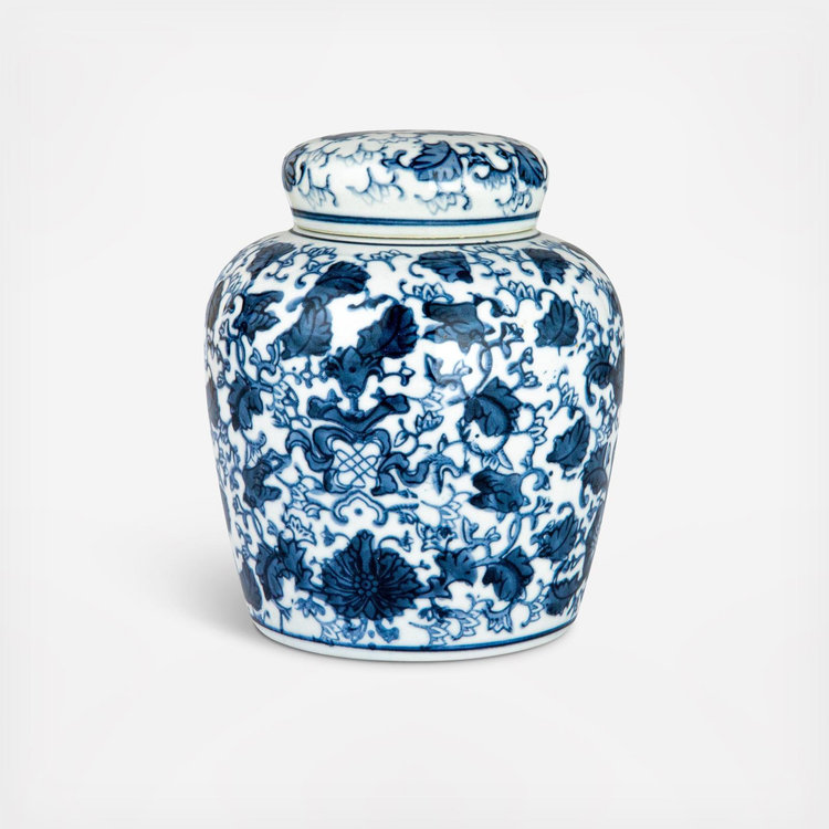Storied Home, Lilia Decorative Small Ceramic Ginger Jar with Lid