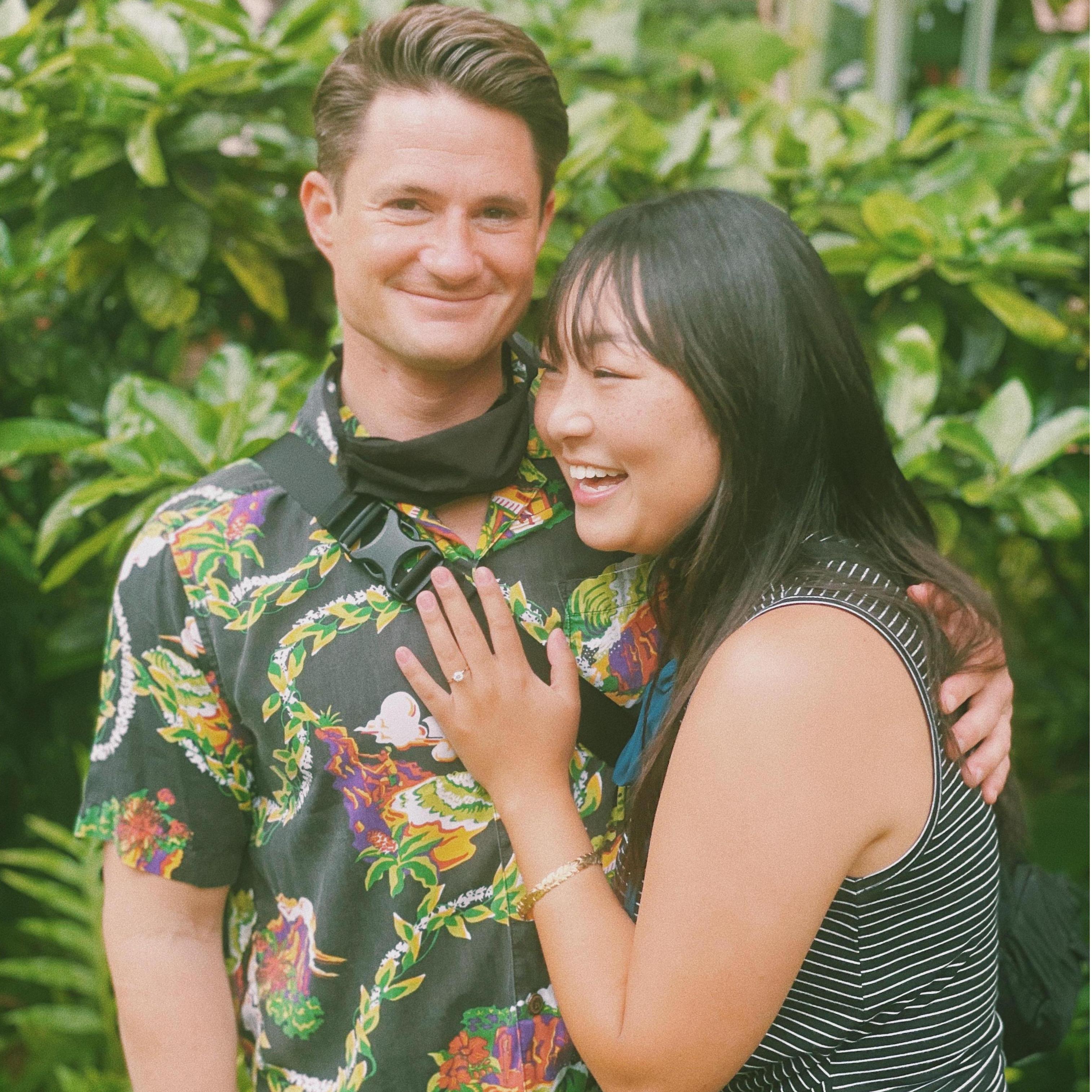 The proposal happened in front of the Royal Hawaiian Hotel. Kailie said, "YES"!