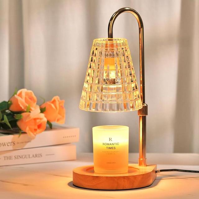 Dimmable Candle Warmer Lamp with Timer, Electric Candle Lamp Warmer for Jar Candles, Height Adjustable Glass Candle Lamp, Living Room Vintage Home Decor, Christmas Birthday Gifts for Mom Women Friends
