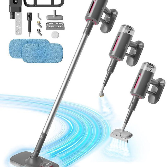 Steam Mop for Floor Cleaning, 7in1 Handheld Steamer Cleaner Detachable for Hardwood Laminate,Vinyl,Carpet,Tile,Grout,All Floors, Multi Purpose for Home,1500W 230℉ 23ft Cord,Front Sprayer,Store Station