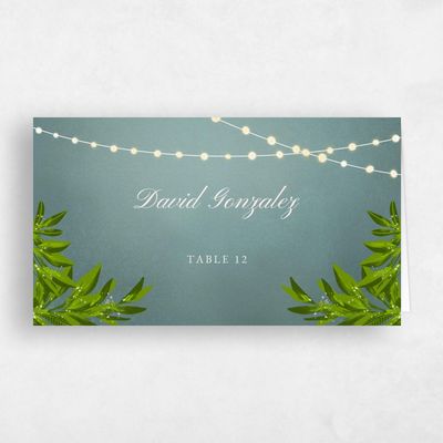 Teal, Green Wedding Place Card - Marietta