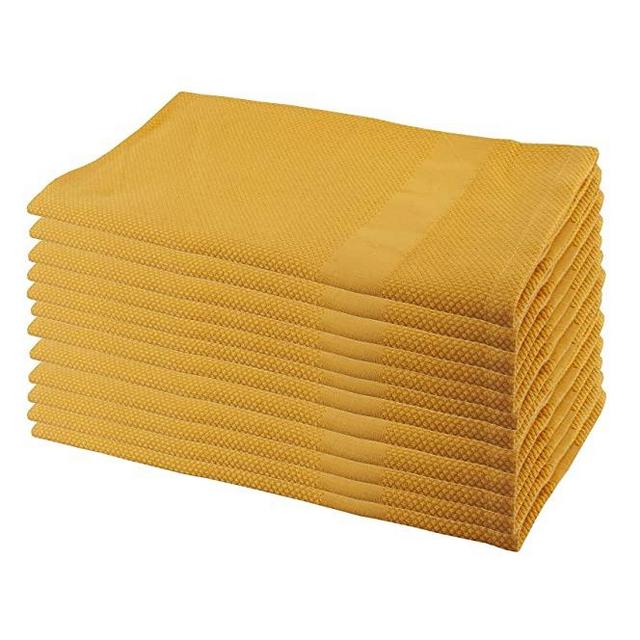 Neolino 100% Cotton Cloth Napkins (20 x 20 Inches), Oversized Dinner Napkins, Reusable Napkins, Soft & Absorbent for Everyday Use, Christmas/Thanksgiving Dinners, Weddings- Set of 12 - Mustard Yellow