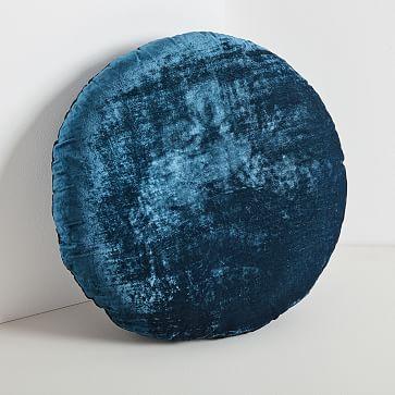 Round Lush Velvet Pillows, Regal Blue