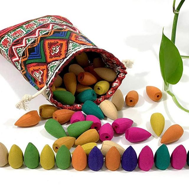 Backflow Incense Cones 120 Pcs Mixed Natural Scents Sandalwood Green Tea Osmanthus Rose Lavender Jasmine