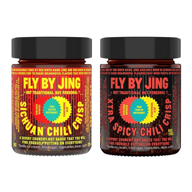 FLYBYJING Spicy Duo - Premium Sichuan Chili Crisp and Xtra Spicy Chili Crisp Sauce Bundle - Spicy, Umami Rich, Gluten-Free, Non-GMO - Elevates the Flavor of Any Dish - Perfect for Stir-fries, Dumplings, Noodles and More (6 oz each, Pack of 2)