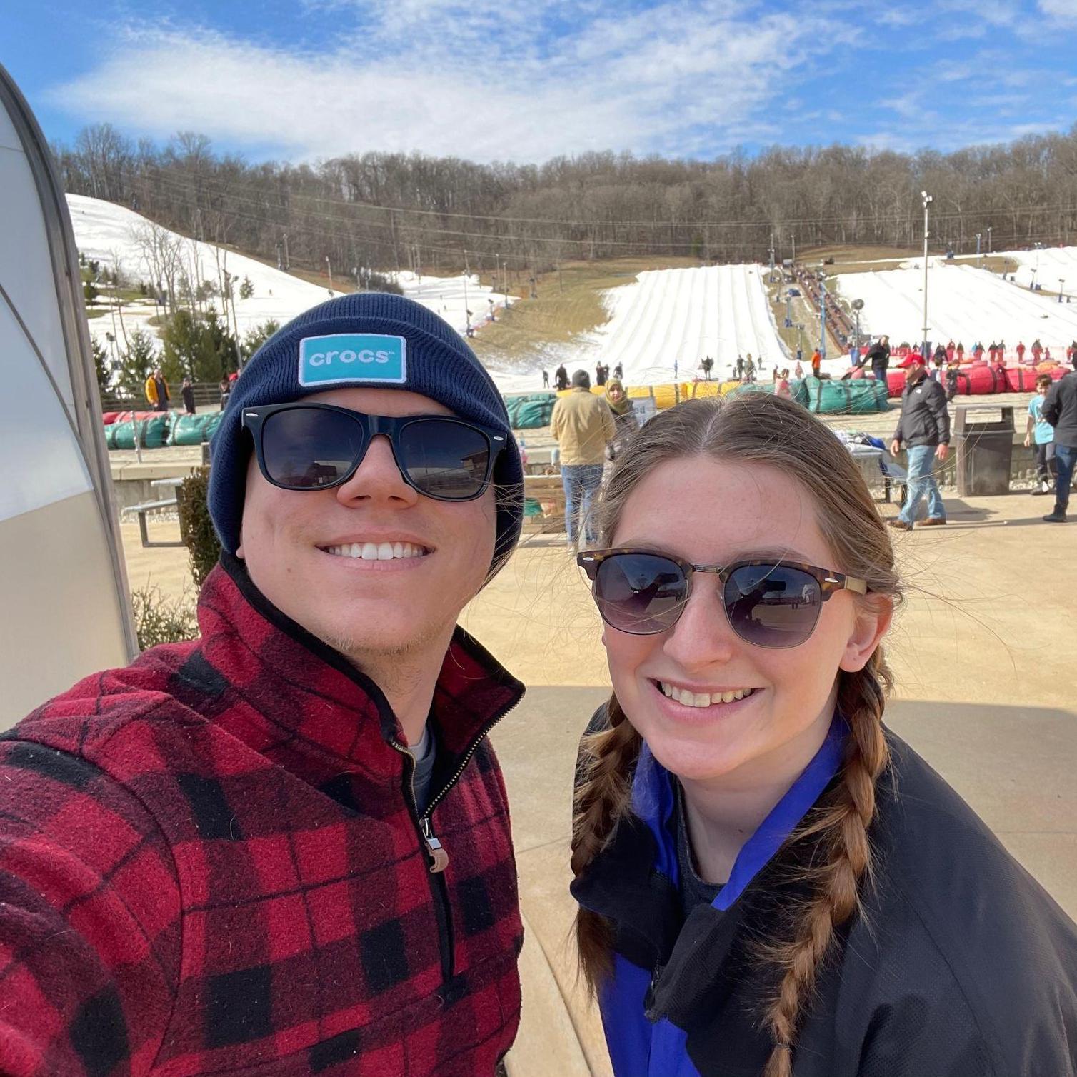 Another adventure together - winter tubing and skiing