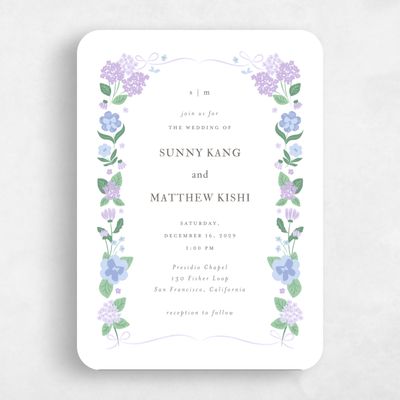 Purple Rounded Wedding Invitation - Campanule Portrait