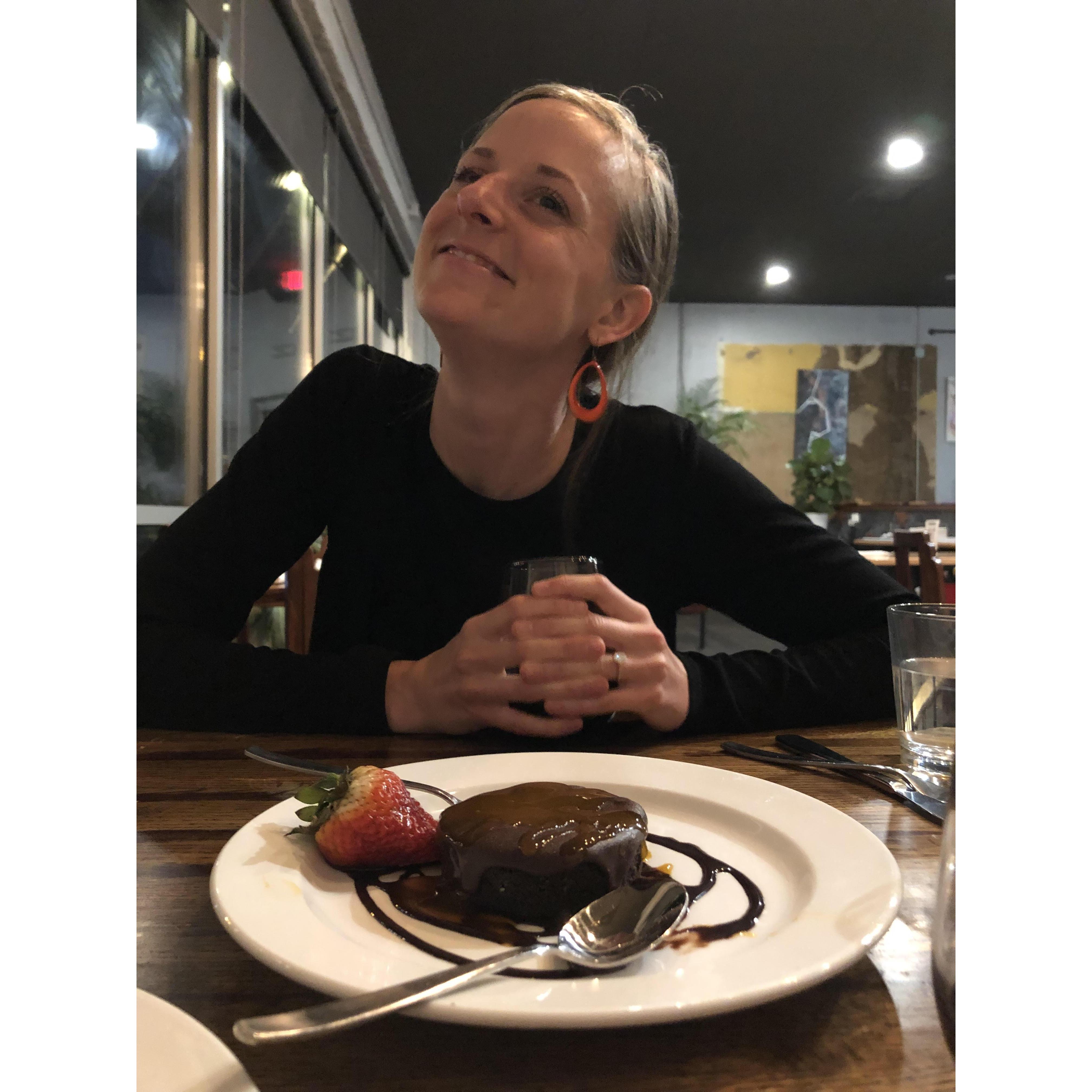 We do our wedding planning on Wednesdays at our favorite cafe, where we have been working our way through the dinner and dessert menus :)