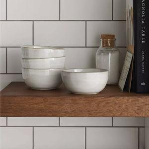 4pk 10oz Stoneware Reactive Glaze Mini Bowl Set Gray - Hearth & Hand™ with Magnolia: Farmhouse Style, Microwave & Dishwasher Safe
