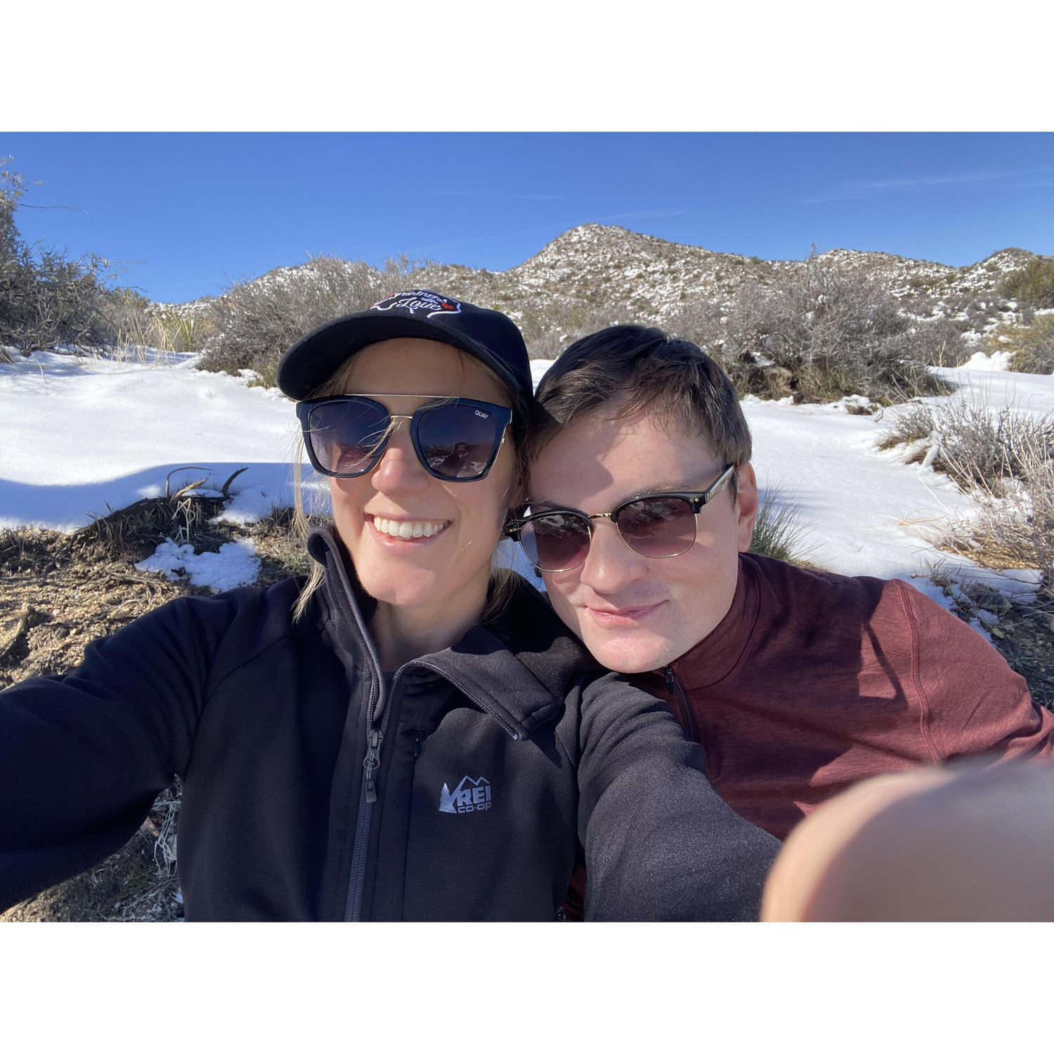 Our first big trip together to Joshua Tree National Park. Caught a rare desert snowstorm :)