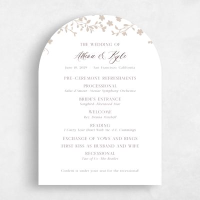 Beige Arch Wedding Program - Ysabeau