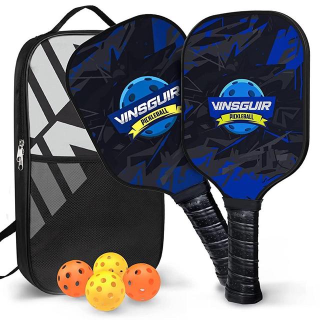 VINSGUIR Pickleball Paddles-USAPA Approved Fiberglass Pickleball Set of 2 Rackets and 4 Pickle Balls, Lightweight Pickleball Racquet Set with Portable Pickleball Bag for Beginners & Professional