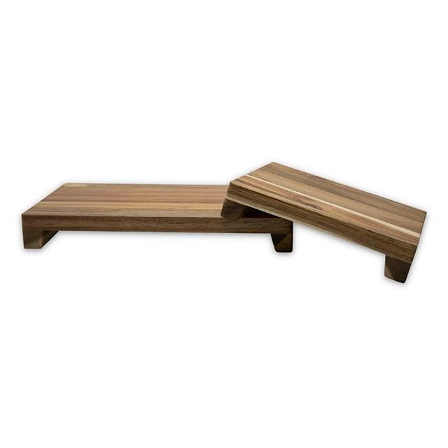 Chloe And Cotton Rectangular Acacia Wood Pedestal Stands, Set of 2, 8x6x1.75, 12x7x1.75, Tray, Trivet, Plant Riser, Serving Board, Kitchen, Bathroom, Home Decor Display
