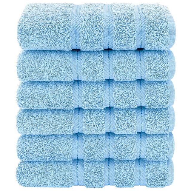 American Soft Linen Luxury Hotel & Spa Quality, Turkish Cotton, 16x28 Inches 6-Piece Hand Towel Set for Maximum Softness & Absorbency, Dry Quickly - Sky Blue