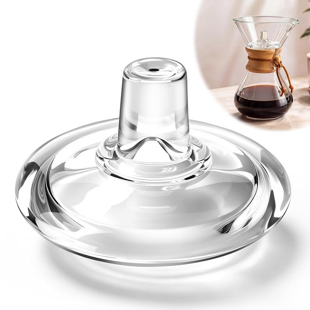 Mysora 1 Pc Glass Coffee Pot Lid Compatible with CHEMEX Coffee Maker (3, 6, 8, 10 Cup), Elegant Transparent Design, Dust-Protecting, Dishwasher Safe, Preserves Aroma