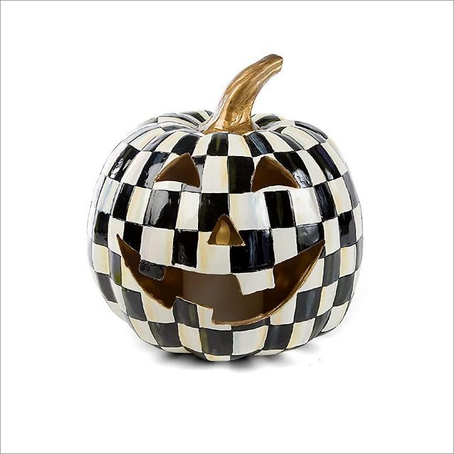 MacKenzie-Childs Courtly Check Illuminated Jack-o’-Lantern, Halloween Home Decor