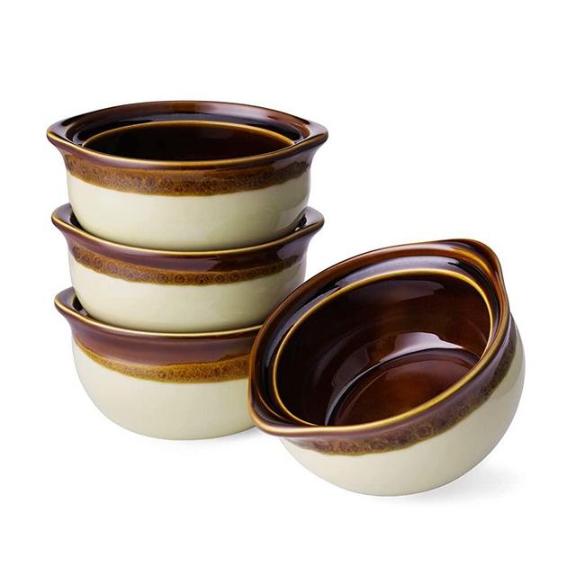 Sweese 147.116 Large Porcelain French Onion Soup Crocks Bowls for Soup, Stew, Chill, 17 Ounce, Set of 4