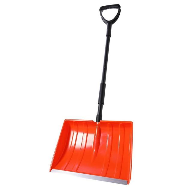 Yocada Snow Shovel for Driveway Home Garage Snow Removal Aluminum Strip with D-Grip Handle 48 inch Long Large Capacity Shovel for Garden Car Camping Outdoor Orange