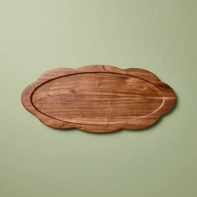 18" Long Wood Scallop Oval Tray - Hearth & Hand™ with Magnolia