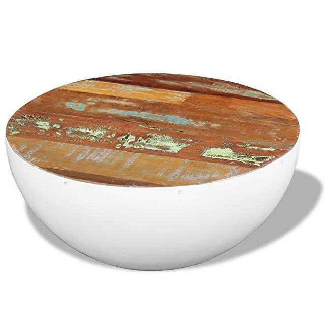 Festnight Bowl Shaped Coffee Table Reclaimed Wood Cabinet Vintage End Side Table Home Office Living Room Furniture (1 PCS)