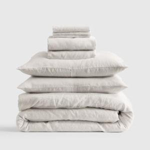 European Linen Deluxe Bedding Bundle in Sand and Queen size
