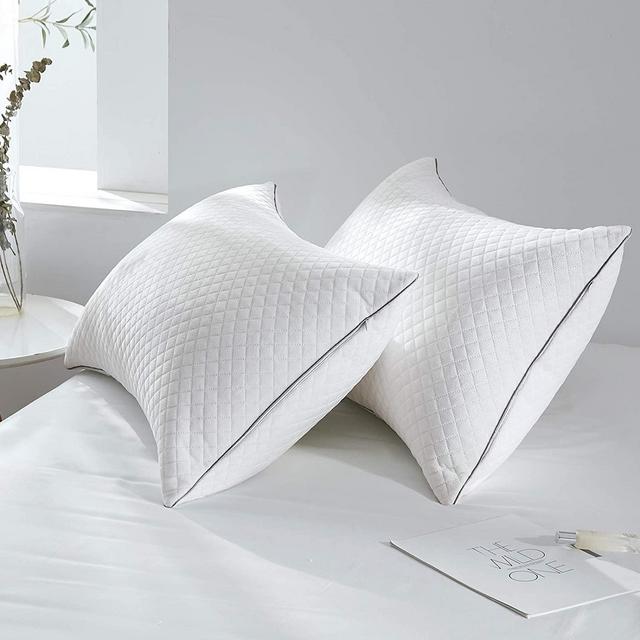 GOHOME King Pillows for Sleeping 2 Pack, Luxury Velvet Hypoallergenic Hotel Quality Pillows with Fluffy Fiber Fill, Soft Firm Adjustable Pillows for Side, Back, Stomach Sleepers Set of 2-20"x36"