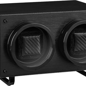 MOZSLY Double Watch Winder for Automatic Watches with Quiet Motor Leather - Black
