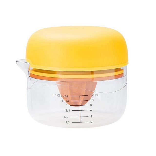 Tovolo All-in-1 Citrus Juicer and Zester Set, White & Yellow – Manual Juicer with Measuring Cup, Dual Reamers, BPA-Free, Dishwasher Safe, Compact Storage