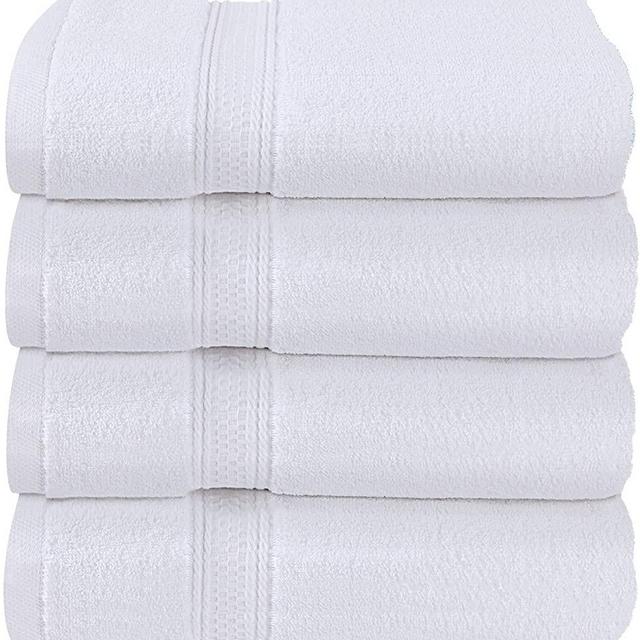 Utopia Towels - Bath Towels Set, White - Premium 600 GSM 100% Ring Spun Cotton - Quick Dry, Highly Absorbent, Soft Feel Towels, Perfect for Daily Use (4-Pack)