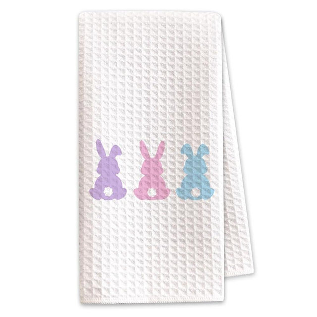 Shescrzionu Colorful Bunny Easter Kitchen Towels, Decorative Kitchen Towels for Bunny Decor, Spring Farmhouse Easter Decor for Bathroom, Cute Holiday Spring Dish Towel16x24 Inch-Fh01