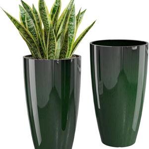 Tall Planters for Indoor & Outdoor Plants, 2 Pack Green