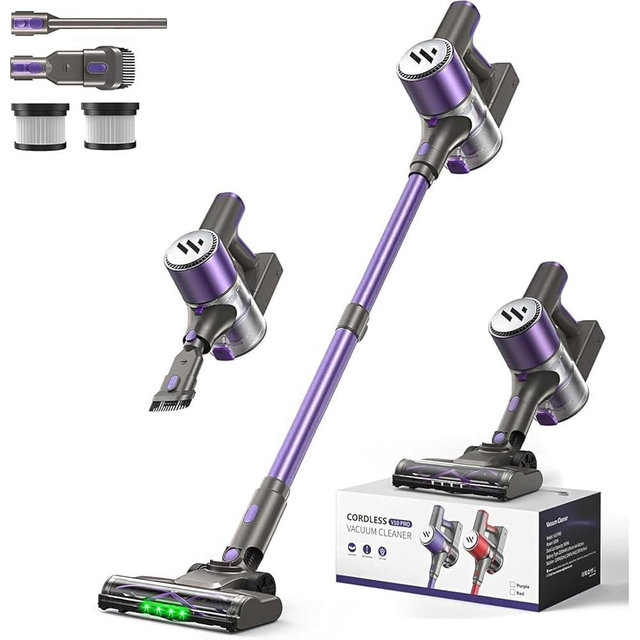 Cordless Vacuum Cleaner,Vacuum Cleaner for Home with Brushless Motor,Lightweight Stick Vacuum with Self-Standing and Touch Screen,Hardwood Floor Vacuum for Pet Hair,Carpets,Tile(Wisteria Purple)