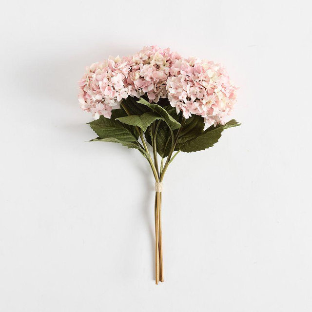 Faux Hydrangea Bundle 18", Blush, 3 Stem