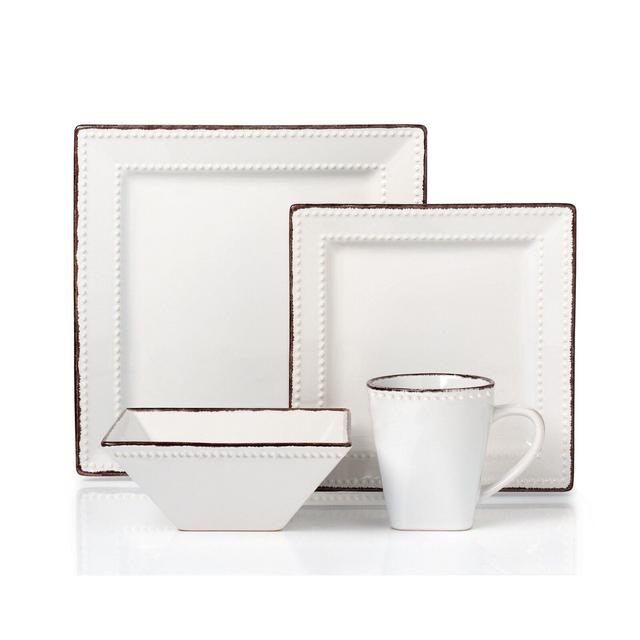 Beaded Stoneware 16 Piece Dinnerware Set, Service for 4