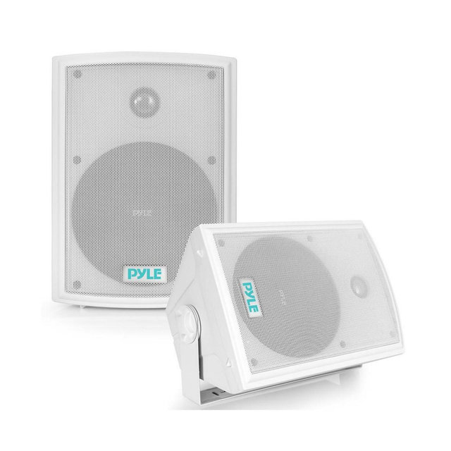Pyle PDWR63 6.5" Indoor/Outdoor Waterproof Wall Mount Speakers - 350W, White, Pair